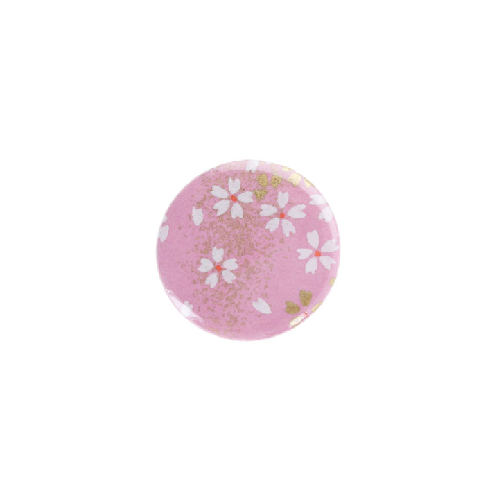 aimant en papier japonais de 32mm de diamètre aux motifs de fleurs au vent dans les tons roses et mauve M986 adeline klam