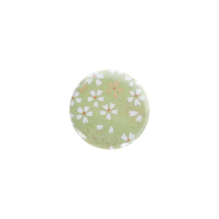 aimant en papier japonais de 32mm de diamètre aux motifs de fleurs au vent vert amande M984 adeline klam