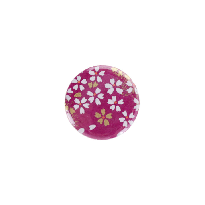 aimant en papier japonais de 32mm de diamètre aux motifs de fleurs au vent violet pourpre M985 adeline klam