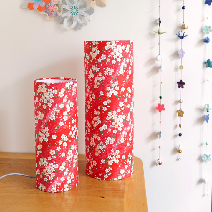 Papier Japonais - Fleurs de Cerisier et Motifs Variés - Rouge Carmin - M885