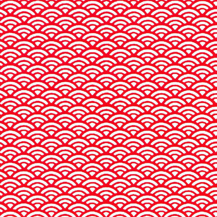 carré de 10cm par 10cm de papier japonais yuzen chiyogami aux motifs de petites vagues dans les tons rouges et blancs adeline klam (M488)
