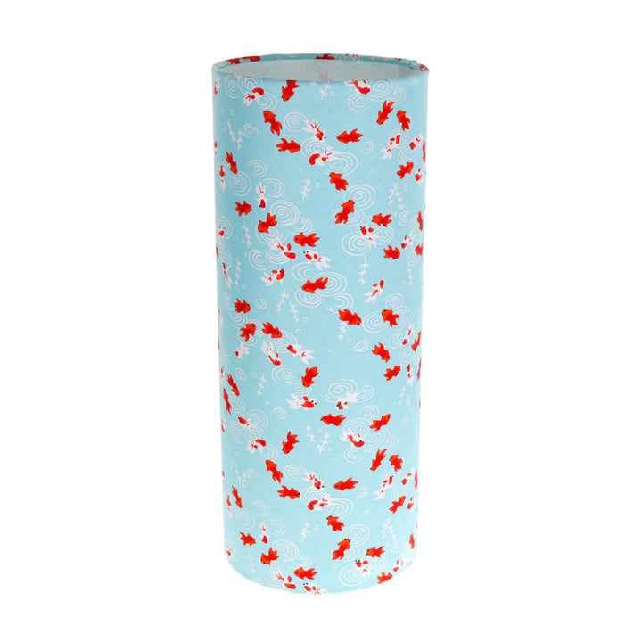 lampe japonaise à poser aux motifs de poissons carpes koi rouges sur fond bleu ciel (M890) adeline klam
