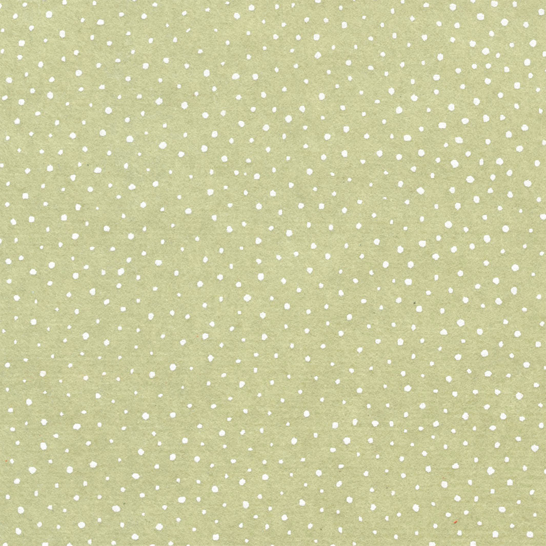 papier japonais yuzen chiyogami aux motifs de neige blanche sur fond vert amande adeline klam de 10cm par 10cm (M1008)