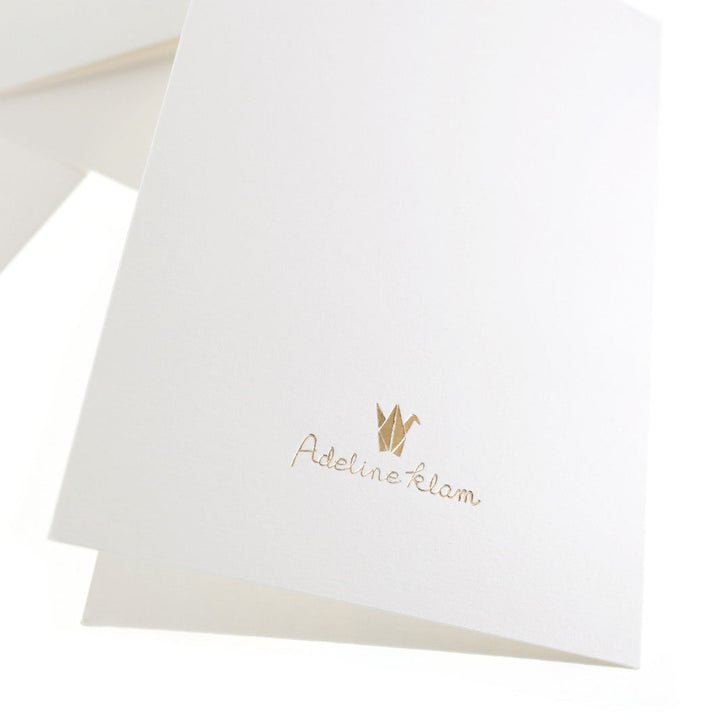 photo packshot du détail de dorure à chaud des cartes doubles en papier japonais adeline klam