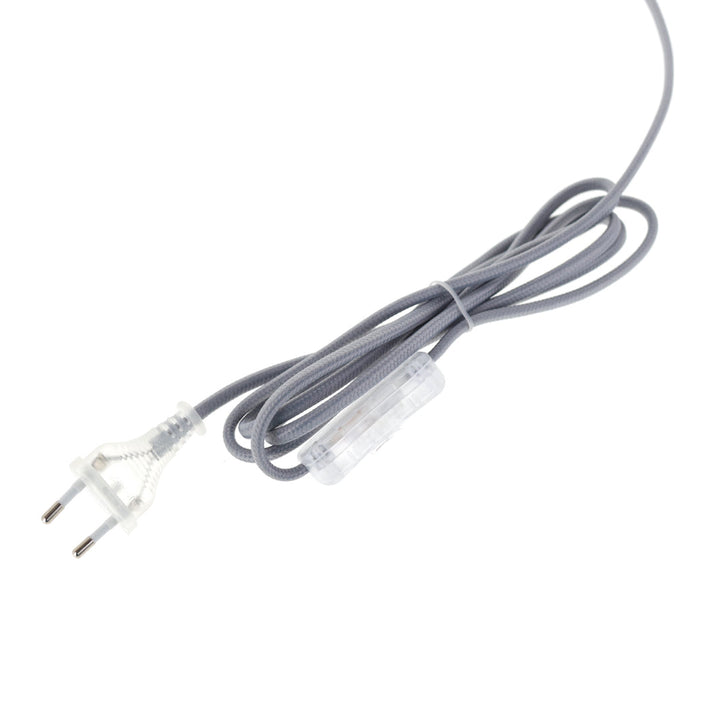 photo packshot avec une vue d'un détail du câble électrique gris des lampes à poser japonais « poster » aux motifs de femmes en kimono et de paysage japonais