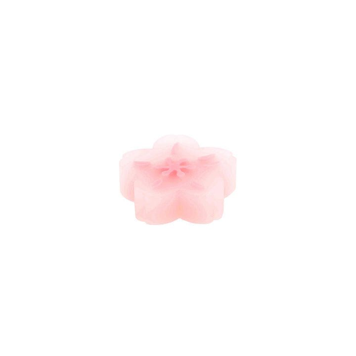 photo packshot de la vue de l'épaisseur des 2 gommes en forme de fleurs de cerisier  rose clair rico design
