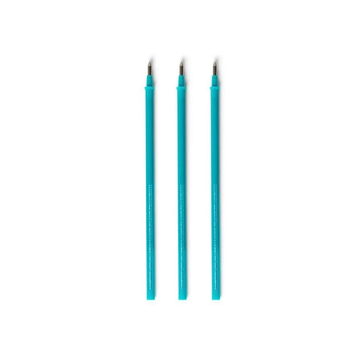 photo packshot du lot de 3 recharges pour stylo gel effaçable à l'encre turquoise et pointe 0,7mm legami