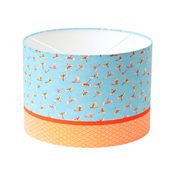 Abat-jour cylindre Papier japonais 3 bandes Libellules - M469-M476