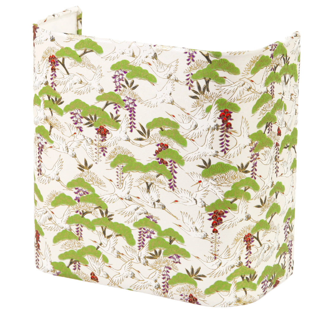 Applique Murale Japonaise - Grues et Forêt - Blanc Nacré - M893