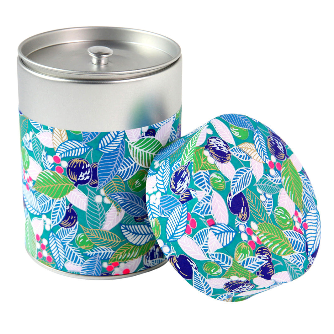 Boîte à Thé - Feuilles, Baies et Fruits - Turquoise, Bleu et Vert - M854
