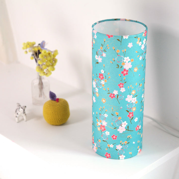Papier Japonais - Branches de Cerisier et Ondulations - Bleu Turquoise, Rose Fuchsia, Jaune Orange et Or  - M380