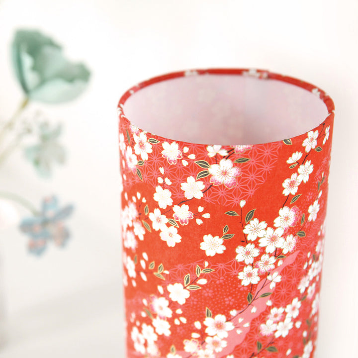 Lampe Japonaise à Poser - Fleurs de Cerisiers - Orange Rouge - M385