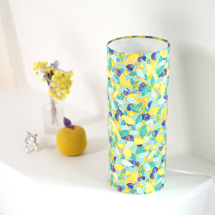 Lampe Japonaise à Poser -  Feuilles, Baies et Fruits - Jaune, Turquoise et Violet - M853