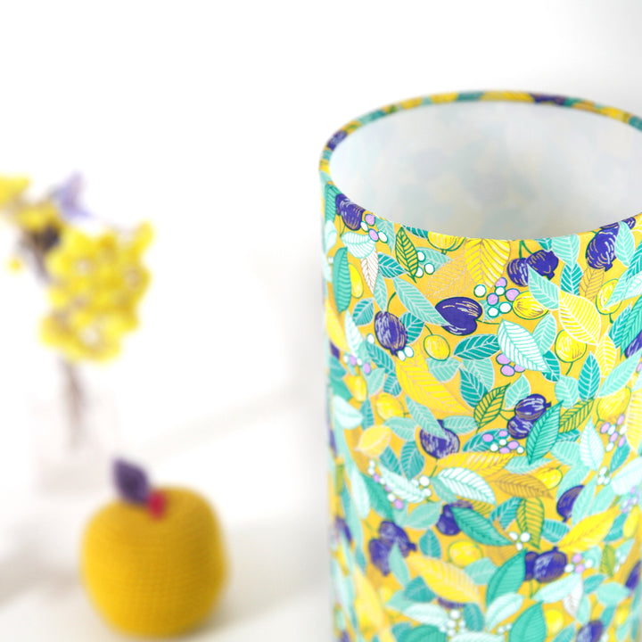 Lampe Japonaise à Poser -  Feuilles, Baies et Fruits - Jaune, Turquoise et Violet - M853