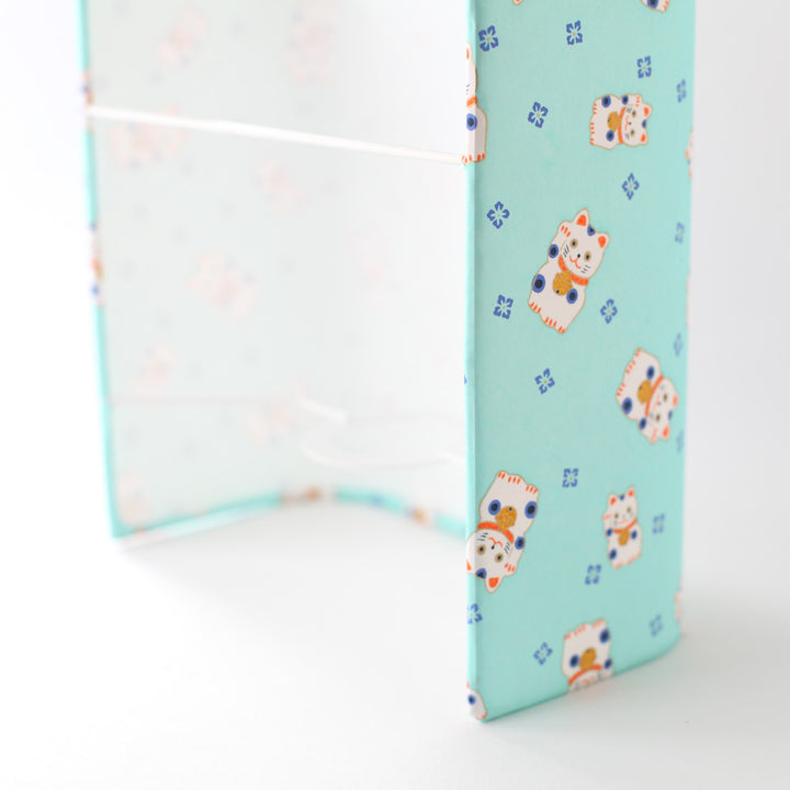 Applique murale japonaise - Maneki Neko - Menthe, Orange et Bleu Violet - M838