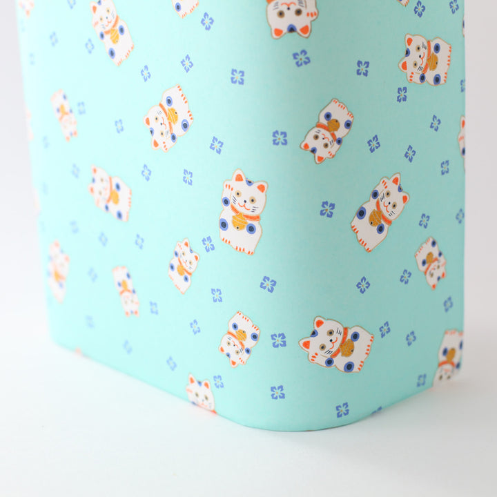 Applique murale japonaise - Maneki Neko - Menthe, Orange et Bleu Violet - M838