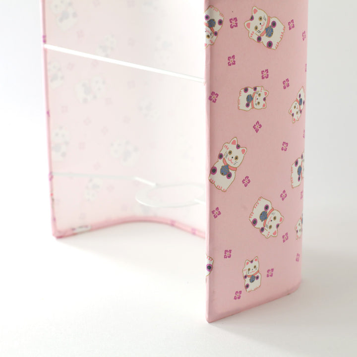 Applique murale japonaise - Maneki Neko - Rose Pâle, Mauve et Bleu Violet - M842