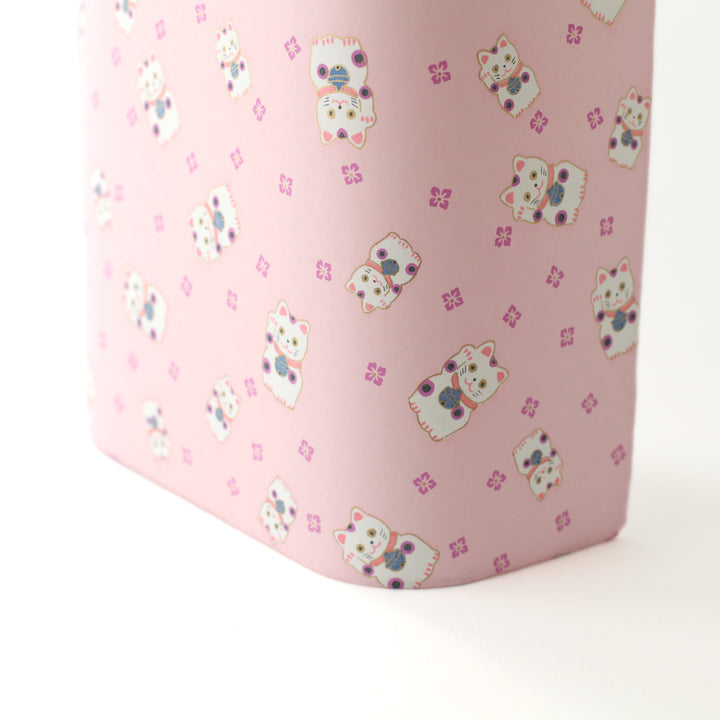 Applique murale japonaise - Maneki Neko - Rose Pâle, Mauve et Bleu Violet - M842