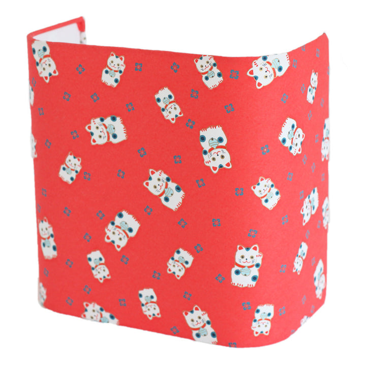 Applique murale japonaise - Maneki Neko - Rouge Orangé et Bleu Gris - M843