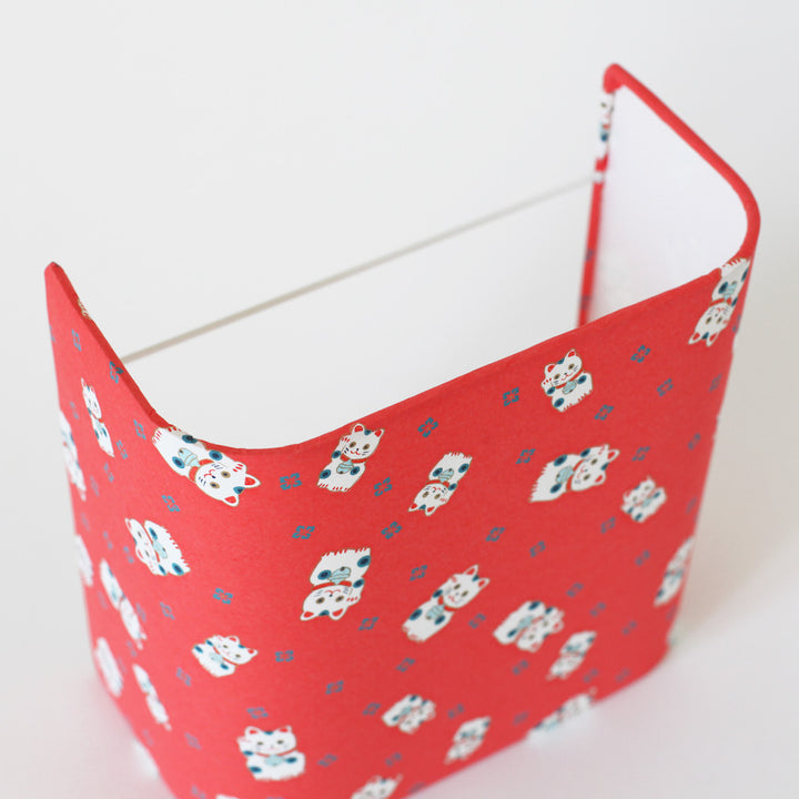 Applique murale japonaise - Maneki Neko - Rouge Orangé et Bleu Gris - M843