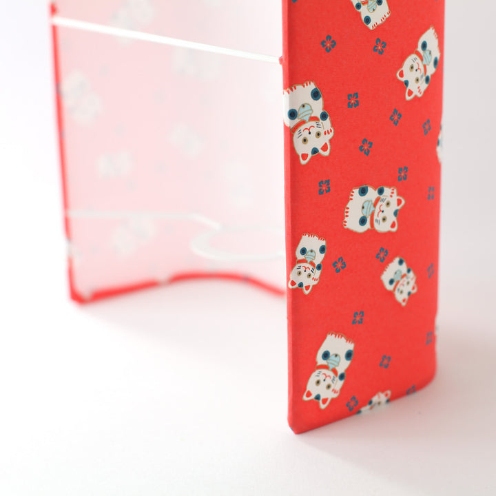 Applique murale japonaise - Maneki Neko - Rouge Orangé et Bleu Gris - M843