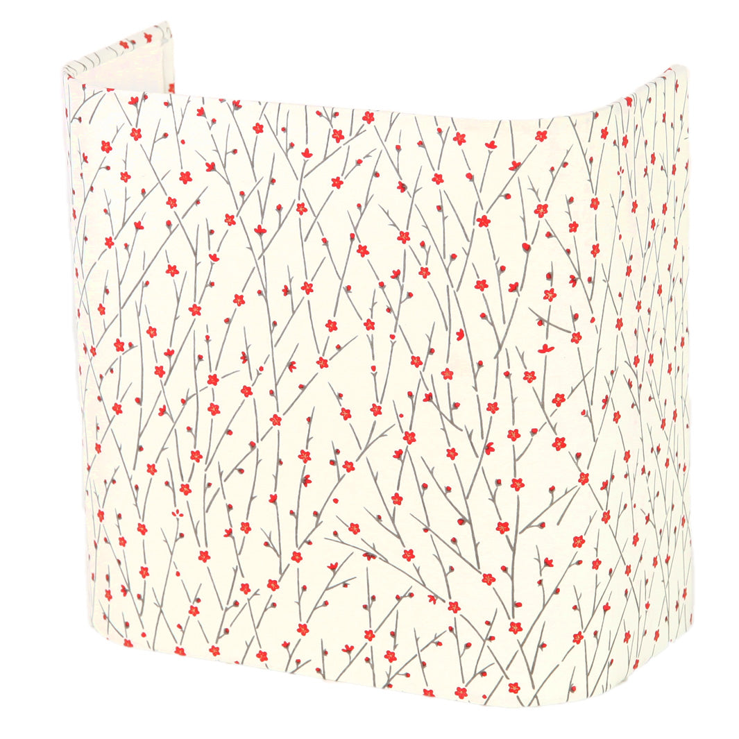 Papier Japonais - Fines Branches en Fleurs - Crème, Rouge et Gris Foncé - M672