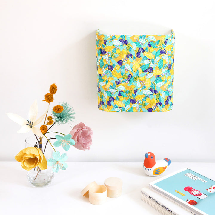 Applique murale japonaise - Feuilles, Baies et Fruits - Jaune, Turquoise et Violet - M853