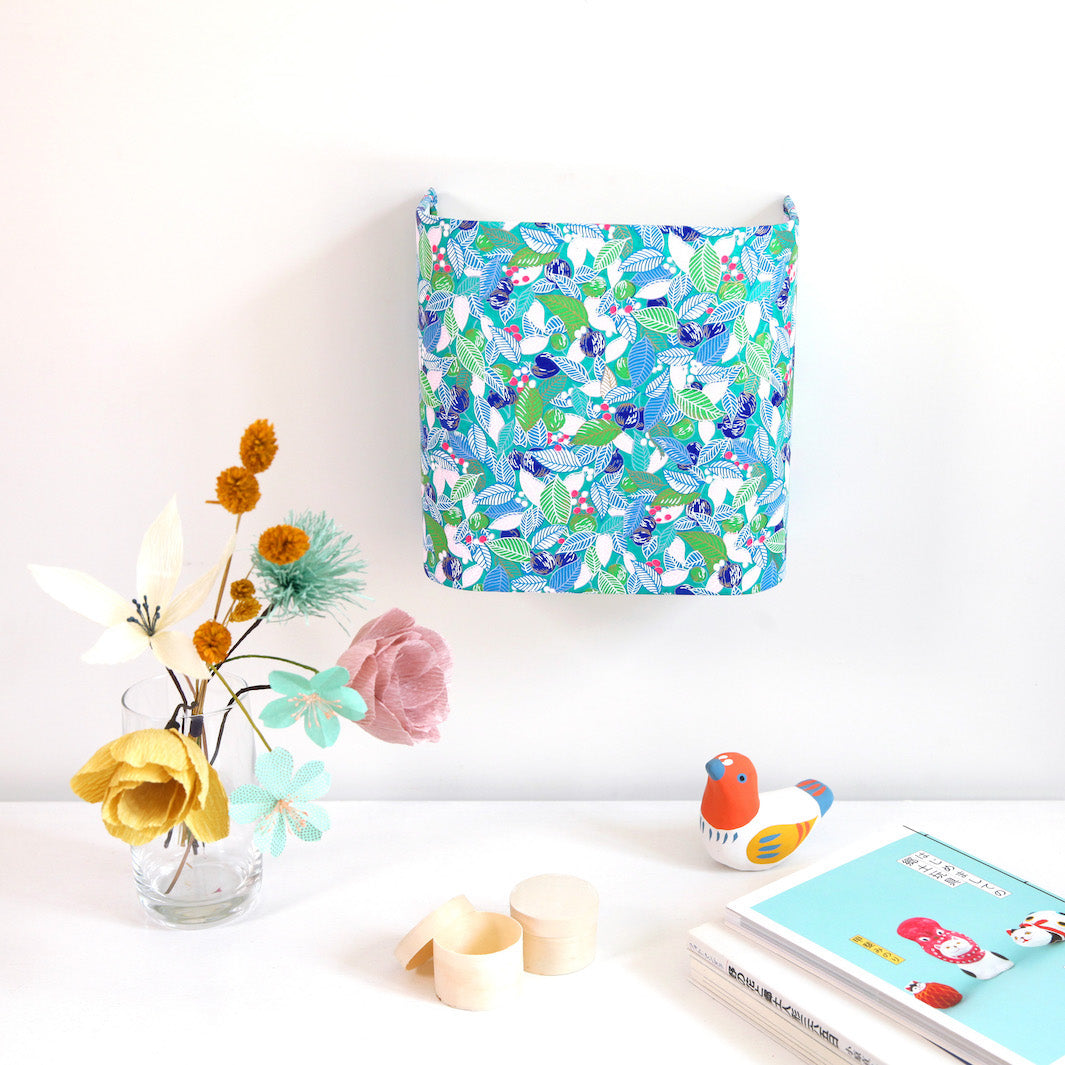 Applique murale japonaise - Feuilles, Baies et Fruits - Turquoise, Bleu et Vert - M854