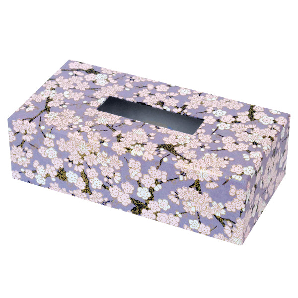 Boîte à mouchoirs Fleurs Roses cerisier fond mauve M359