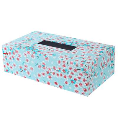 Boîte à mouchoirs Fleurs de cerisier blanc rouge fond bleu M580