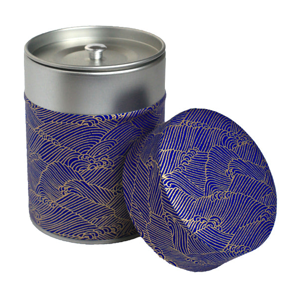 Boîte à thé japonaise Vagues dorées sur fond violet - M647