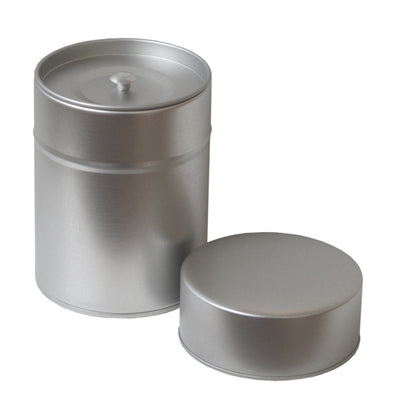 boîte à thé nue en métal à décorer de forme cylindrique ouverte