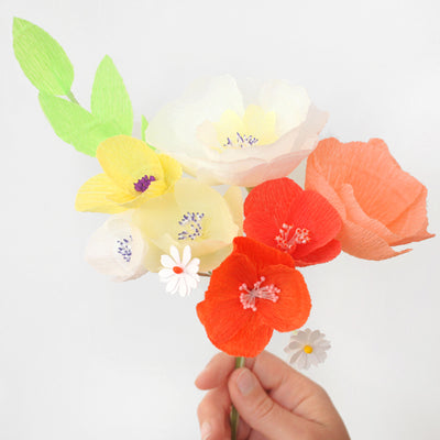 Bouquet de fleurs en papier jaune et orange pastel-Bouquets & Fleurs-AdelineKlam