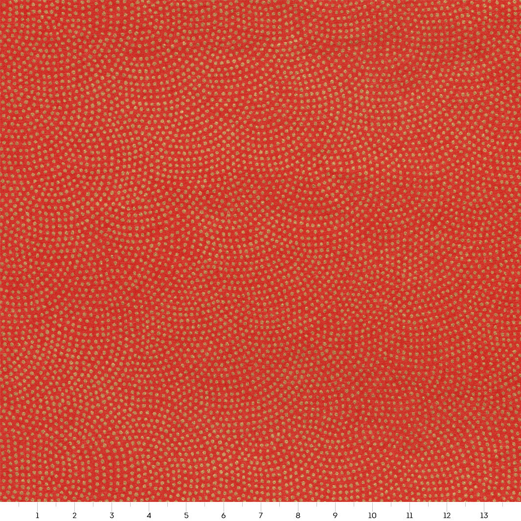 Papier Japonais - Samekomon - Rouge Orangé et Or - M275
