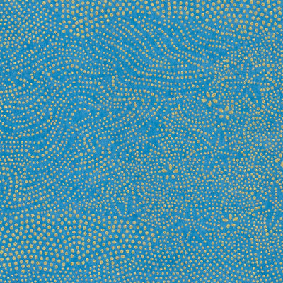 Papier Japonais - Motifs vagues et fleurs en petits points dorés sur fond bleu - M462-Papier japonais-AdelineKlam