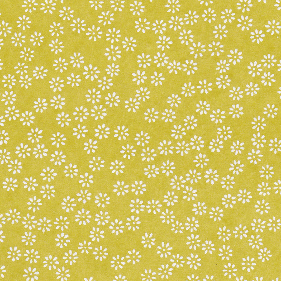 Papier Japonais - Semi de Fleurs - Vert Acidulé et Blanc - M479