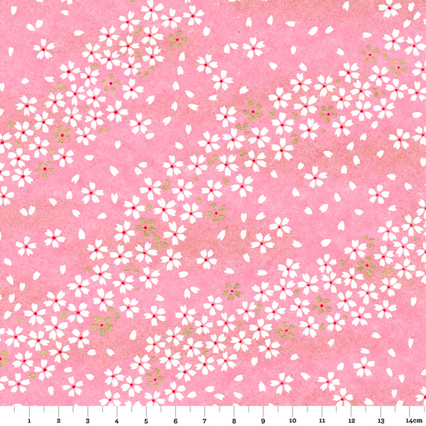 Papier Japonais - Fleurs au Vent - Rose - M497-Papier japonais-AdelineKlam
