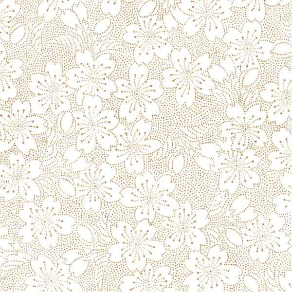 Papier Japonais - Fleurs en pointillés dorés sur fond blanc - M590-Papier japonais-AdelineKlam