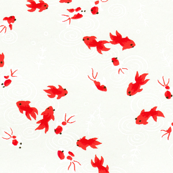 Applique murale japonaise 3 bandes - Poissons rouges, vagues rouges - M613 et M612