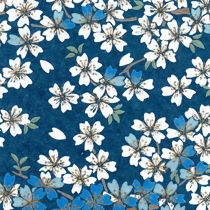 Miroir de Poche en Papier Japonais - Bleu, Bleu Foncé et Blanc - M619