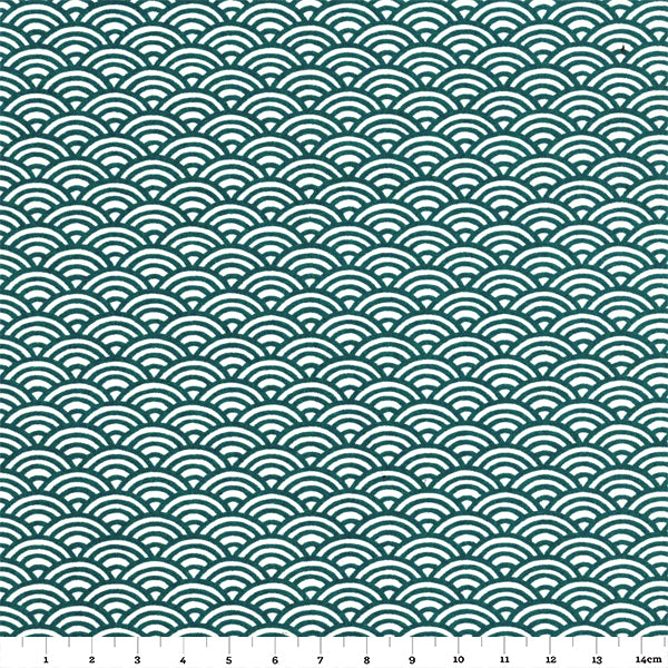 Papier Japonais - Vagues - Bleu canard - M651-Papier japonais-AdelineKlam