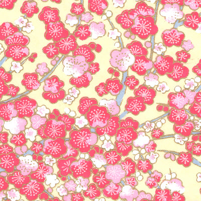 Papier Japonais - Fleurs de pruniers - Rose profond - M673-Papier japonais-AdelineKlam