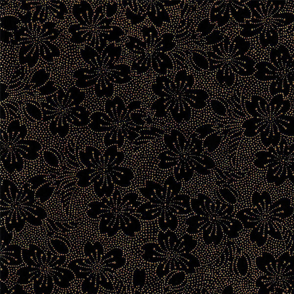 Papier Japonais - Fleurs en pointillés - Noir - M820-Papier japonais-AdelineKlam