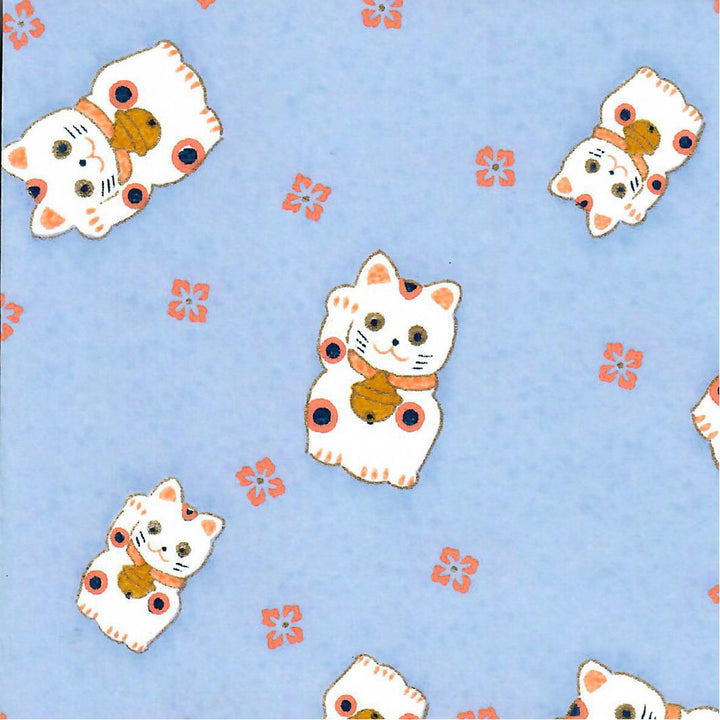 Applique murale japonaise - Maneki Neko - Lavande, Corail et Moutarde - M839