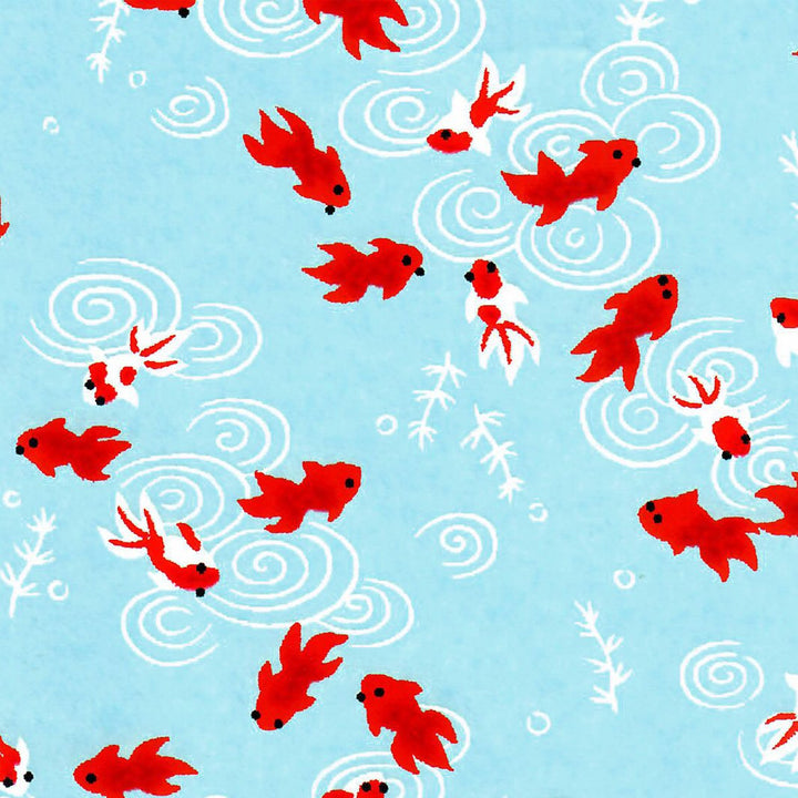 Applique murale japonaise - Poissons - Bleu Ciel et Rouge - M890