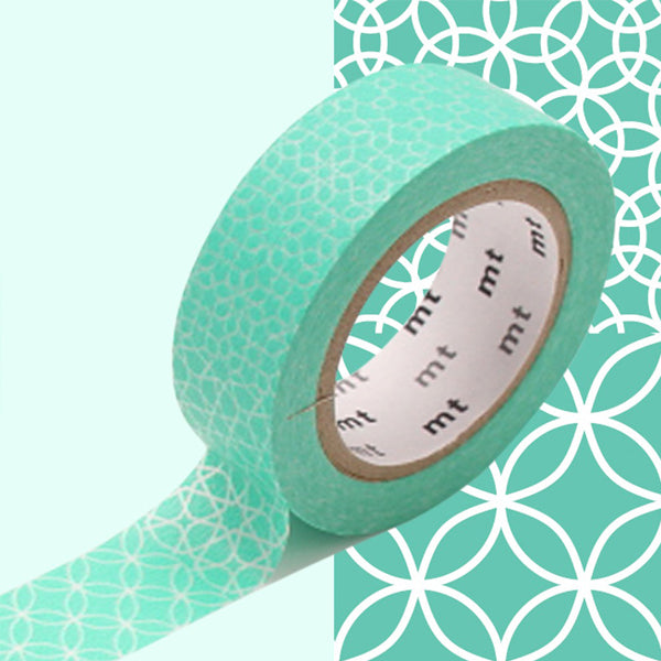 Masking Tape Fond vert d'eau, Motifs blancs