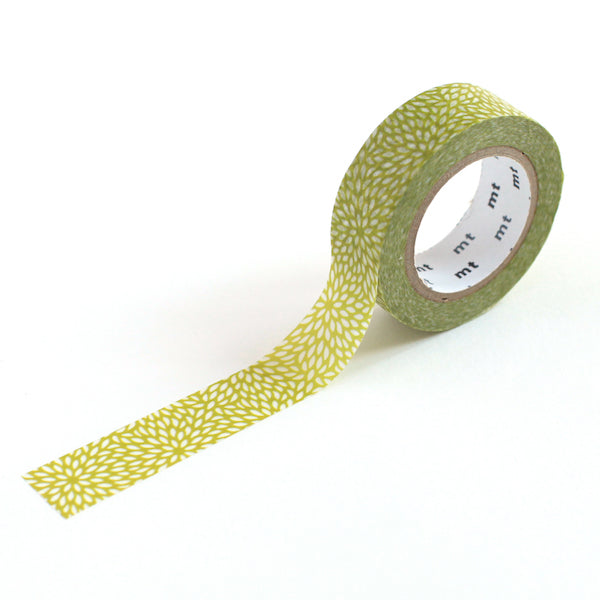 Masking Tape Petites feuilles blanches, Fond vert