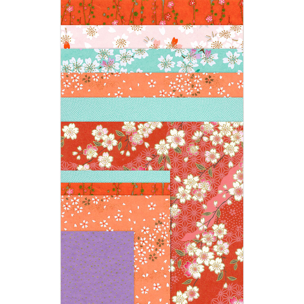 Kit Mobile de Grues - Rouge Orangé, Corail, Vert d'Eau, Rose et Mauve - Sorbet