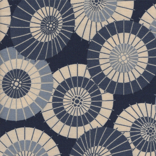 Tissu japonais Eventail fond indigo - T369