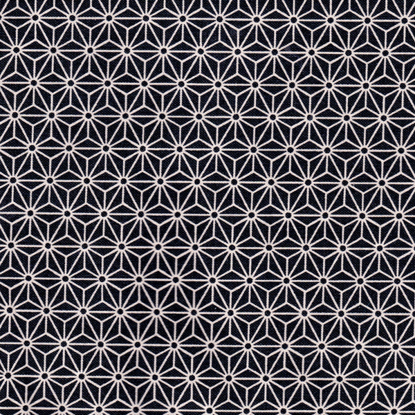 Tissu japonais Etoiles blanc fond noir - T075